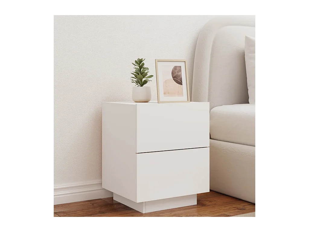 Marit Elise  Armoires de chevet et lumières LED 2pcs blanc bois d'ingénierie
