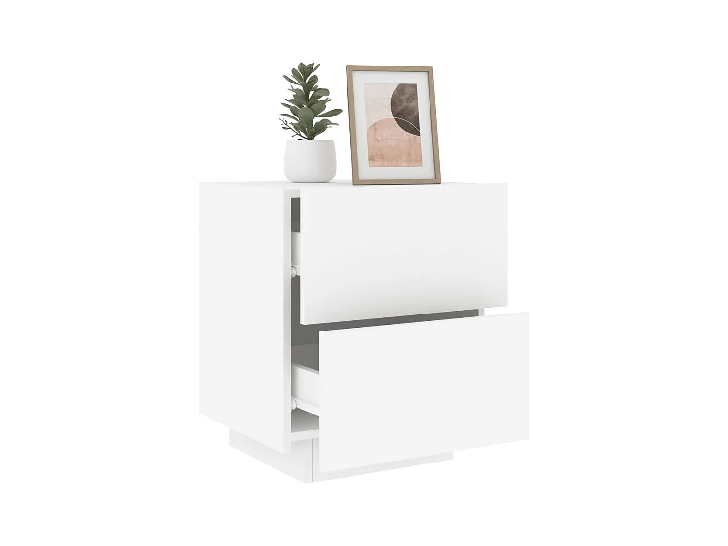 Marit Elise  Armoires de chevet et lumières LED 2pcs blanc bois d'ingénierie