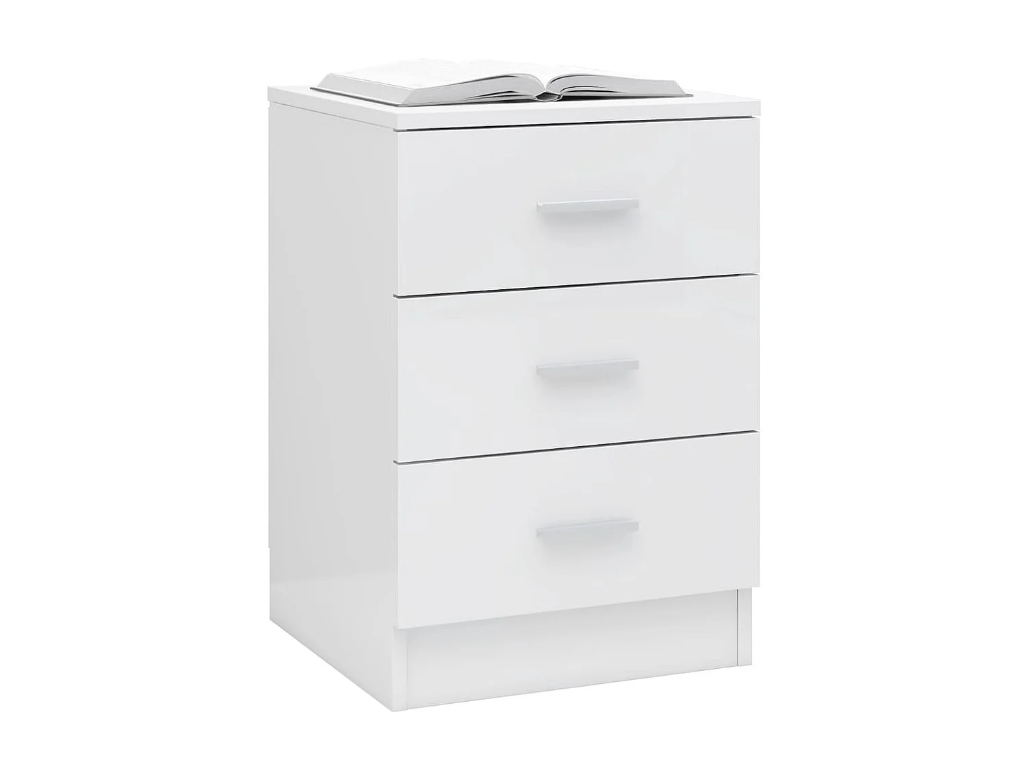 Drumraney  Comodino Bianco Lucido 38x35x56 cm in Legno Multistrato