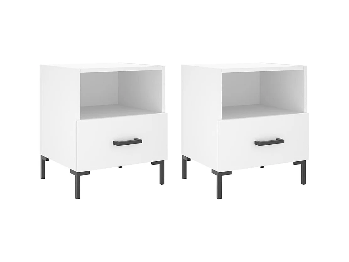 Paul-Henri  Tables de chevet 2 pcs blanc 40x35x47,5 cm bois d’ingénierie
