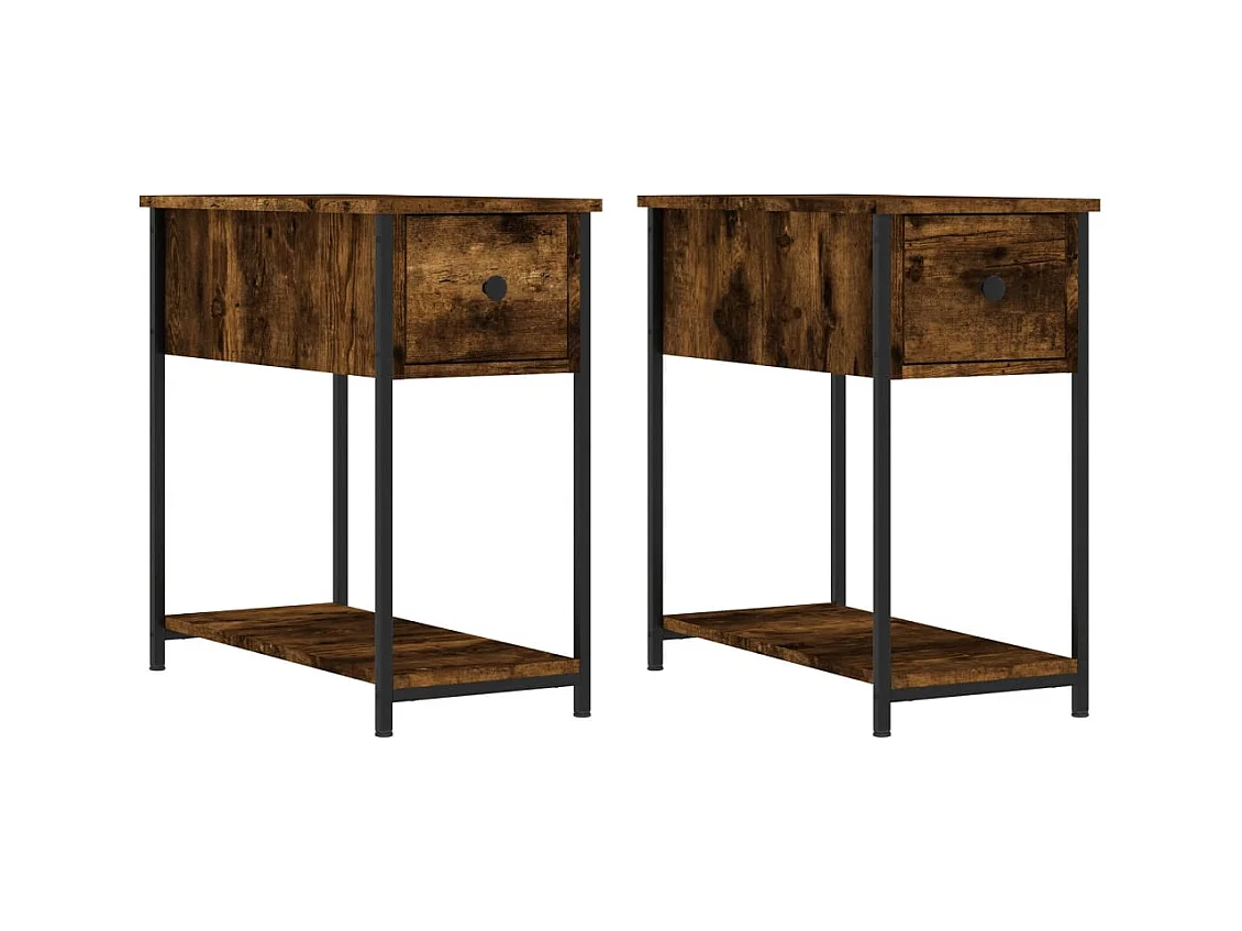 Thera  Mesitas noche 2 uds madera ingeniería roble ahumado 30x60x60 cm