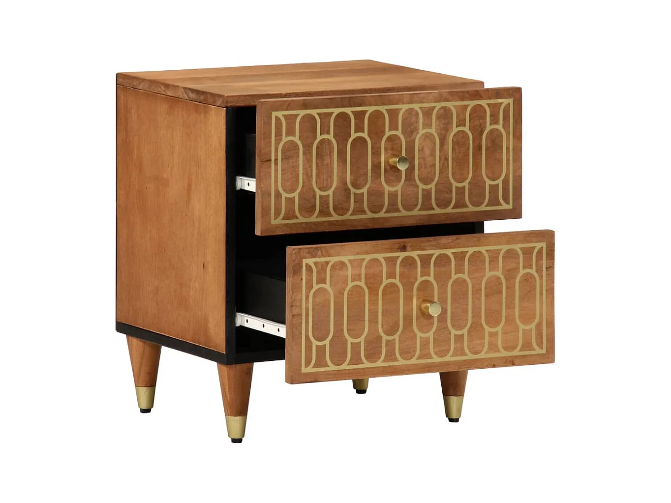 Fryrda  Tables de chevet 2 pcs 40x33x46 cm Bois de manguier solide