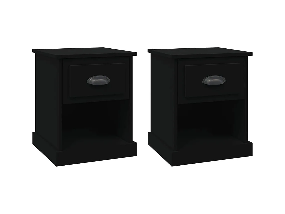 Cicero  Tables de chevet 2 pcs noir 39x39x47,5 cm bois d'ingénierie