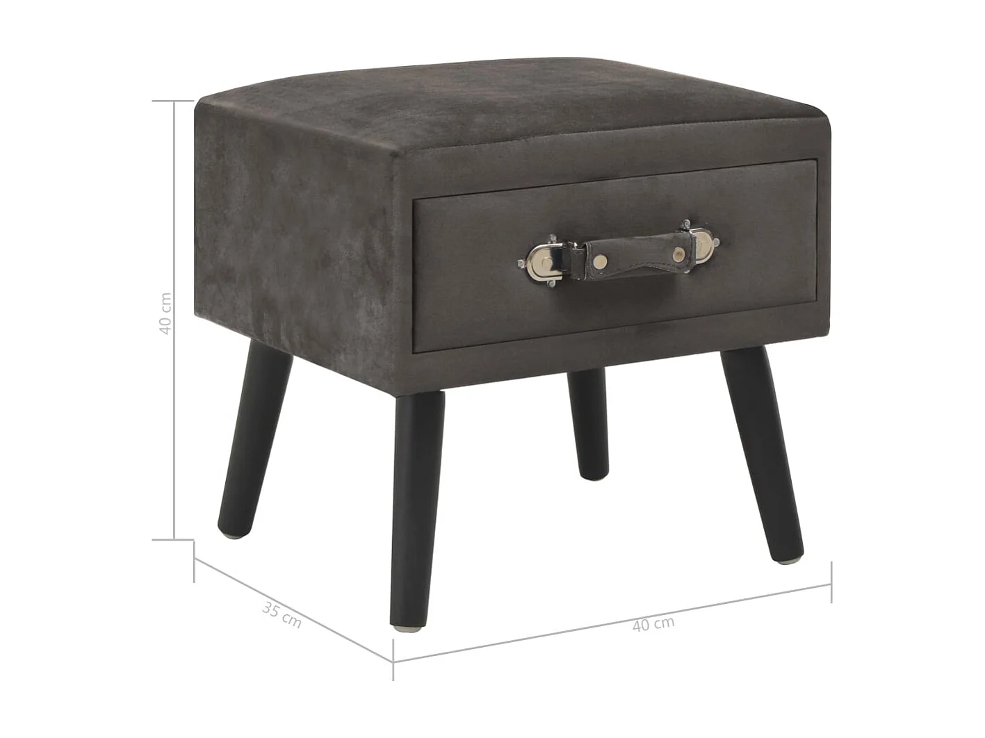 Dorien  Table de chevet Gris 40x35x40 cm Velours