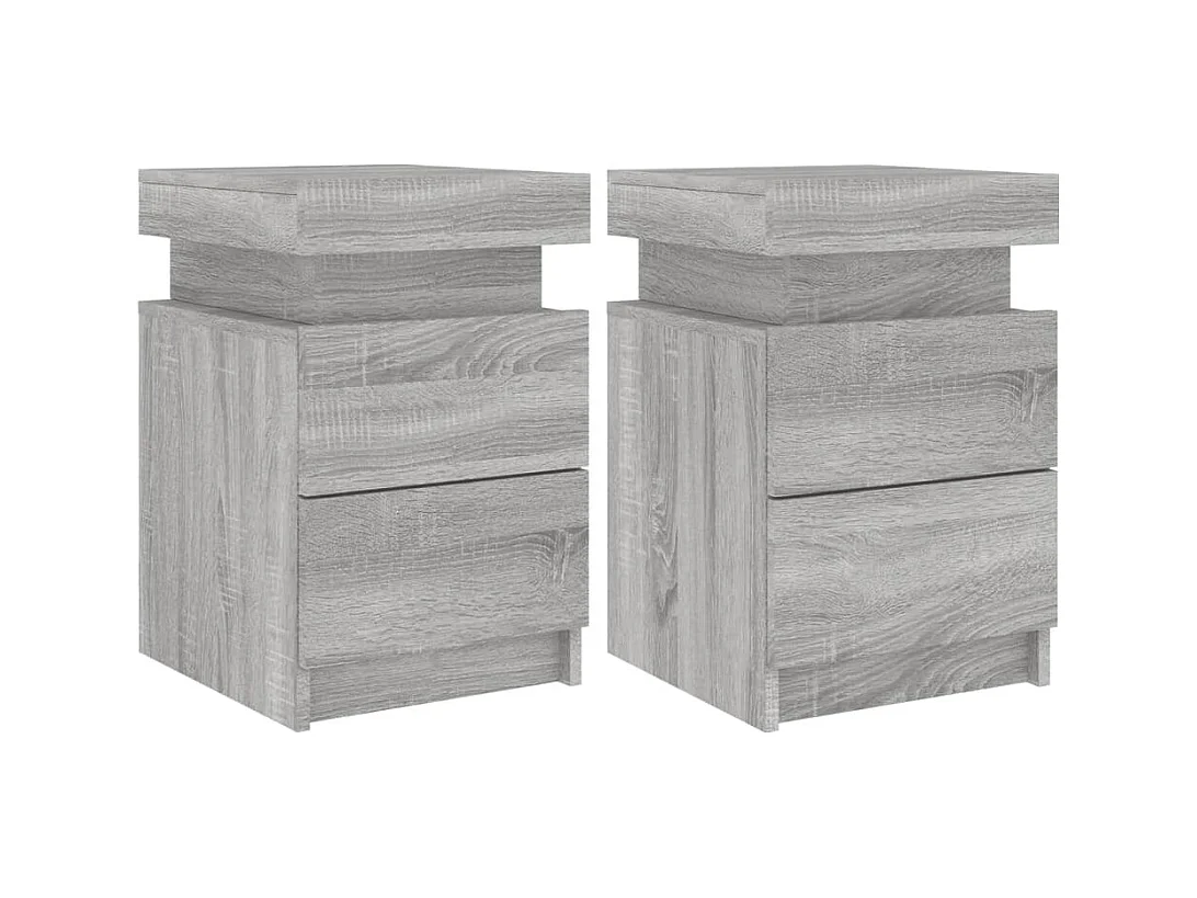 Barry John  Tables de chevet avec lumières LED 2 pcs sonoma gris 35x39x55cm