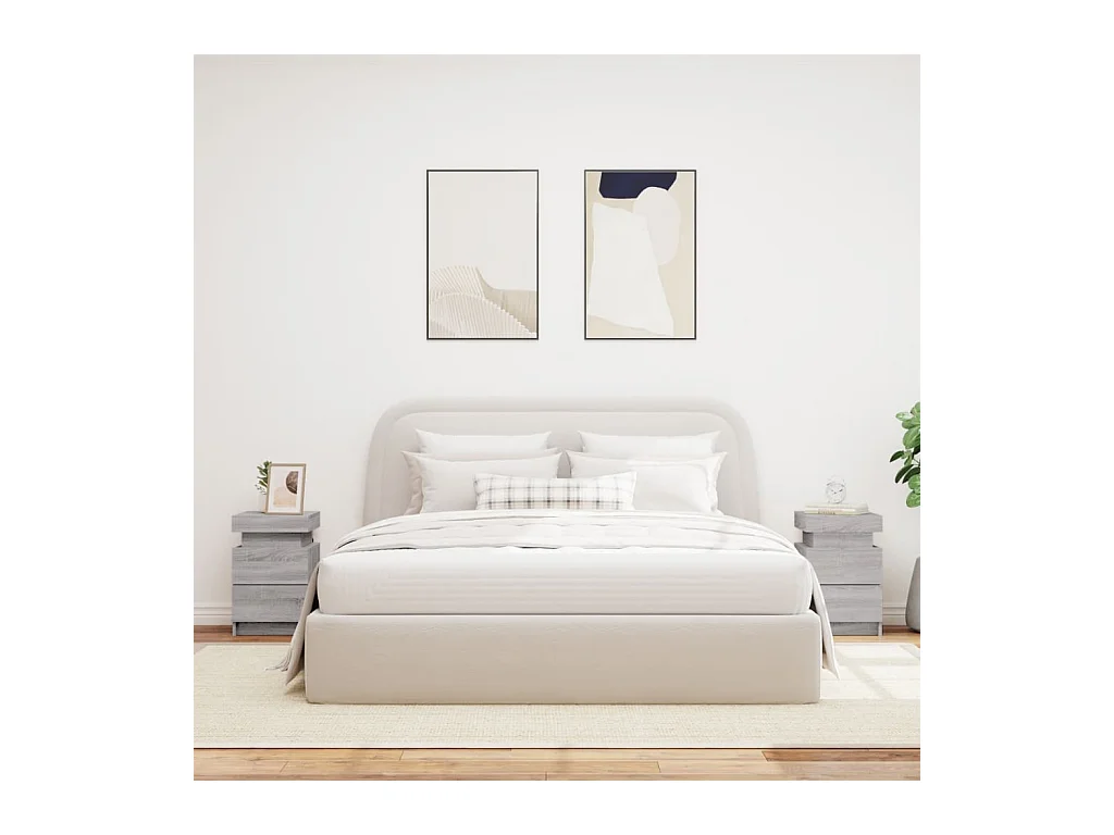 Barry John  Tables de chevet avec lumières LED 2 pcs sonoma gris 35x39x55cm