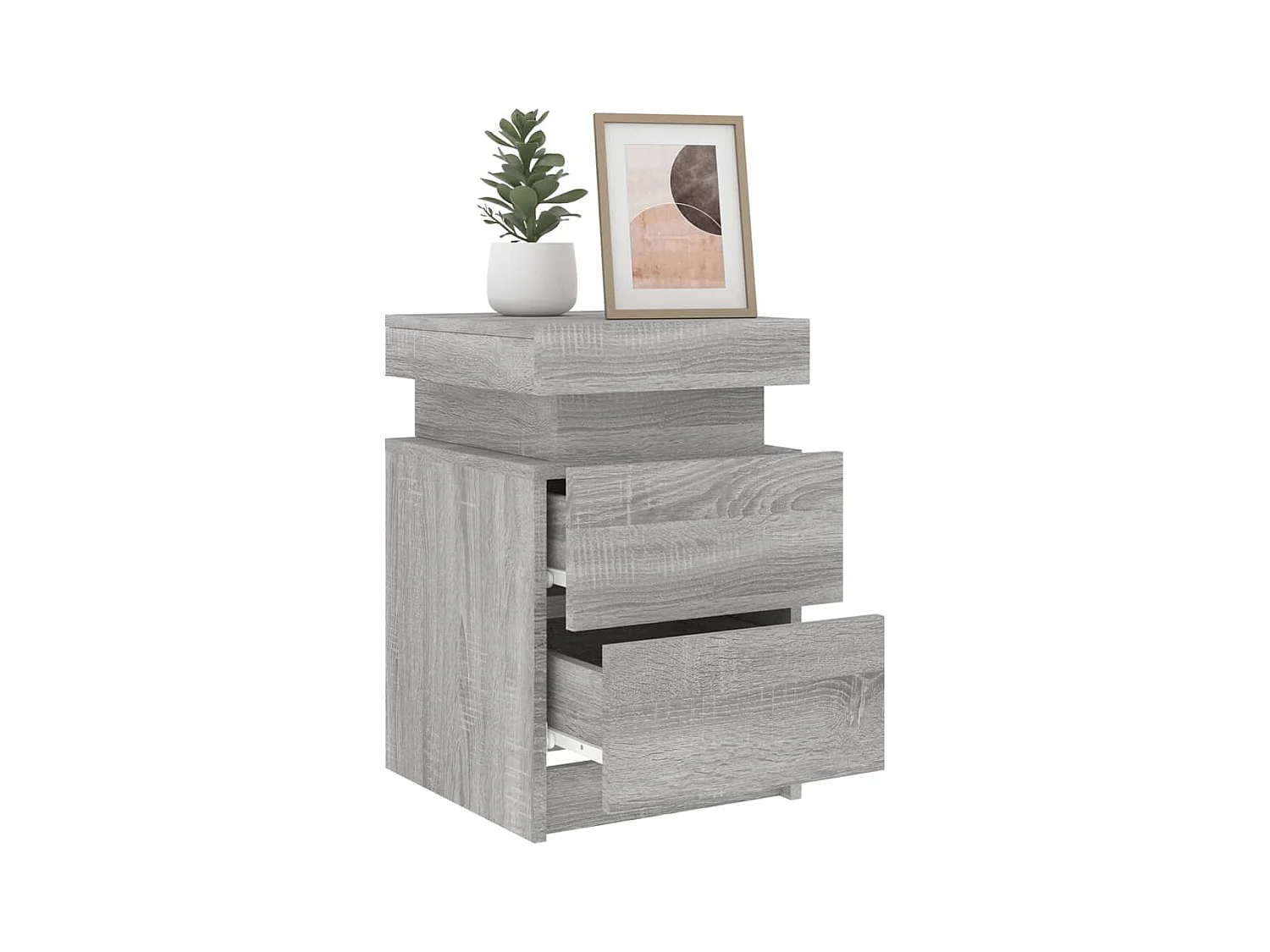 Barry John  Tables de chevet avec lumières LED 2 pcs sonoma gris 35x39x55cm