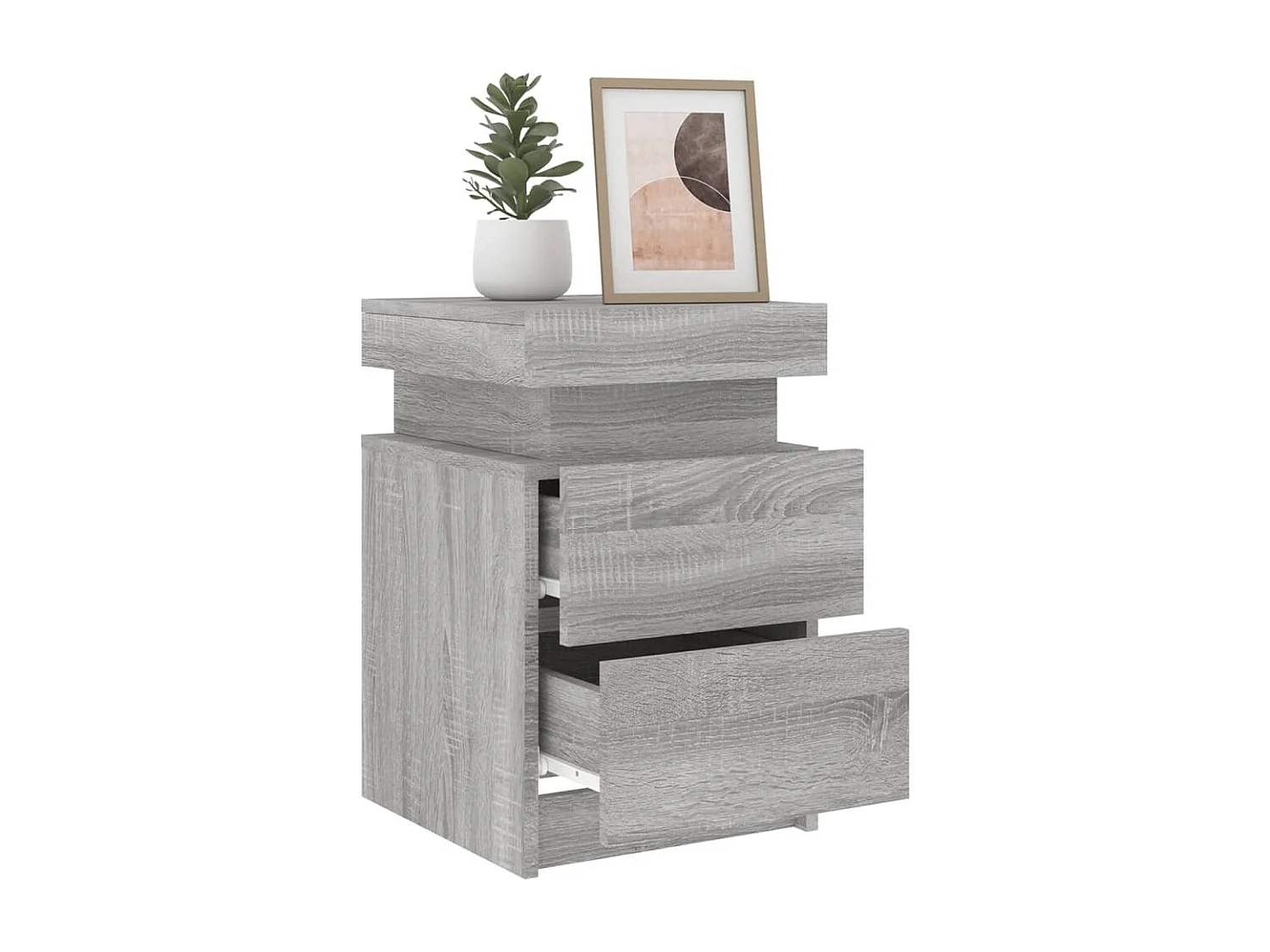 Barry John  Tables de chevet avec lumières LED 2 pcs sonoma gris 35x39x55cm