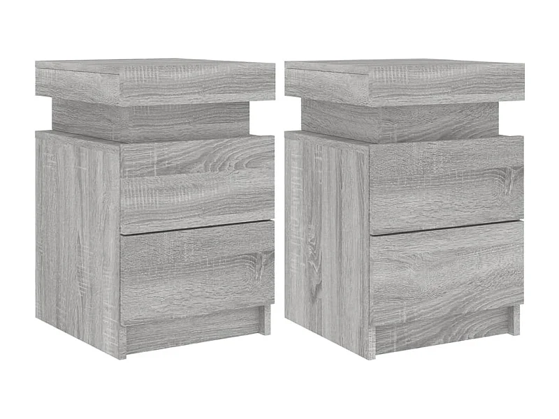 Barry John  Tables de chevet avec lumières LED 2 pcs sonoma gris 35x39x55cm