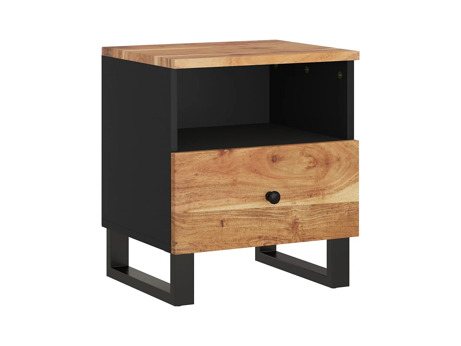 Renlar  Comodino in Legno Massello di Acacia e Legno Multistrato