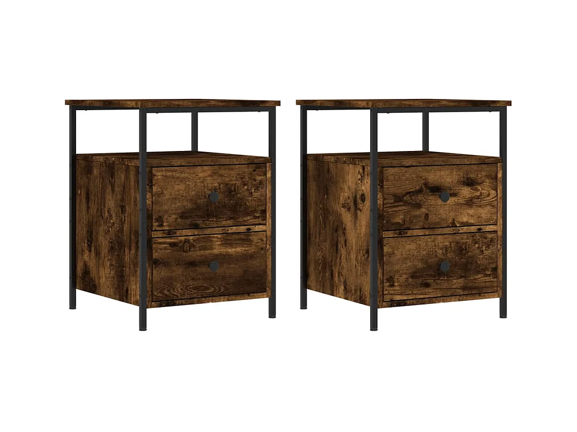 Janora  Tables de chevet 2 pcs chêne fumé 44x45x60 cm bois ingénierie