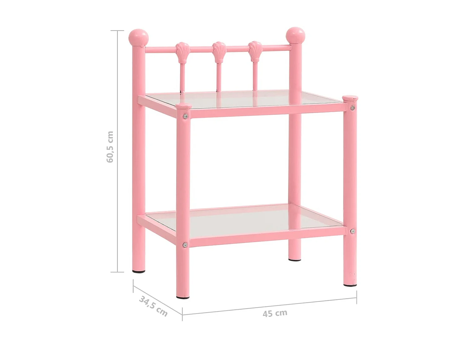 Lysara  Tables de chevet 2 pcs Rose et transparent Métal et verre