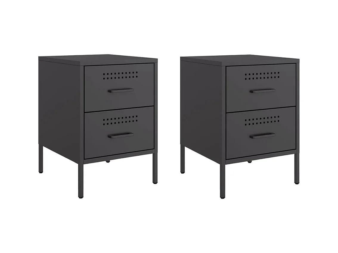 Lucille  Tables de chevet 2 pcs noir 36x39x50,5 cm acier