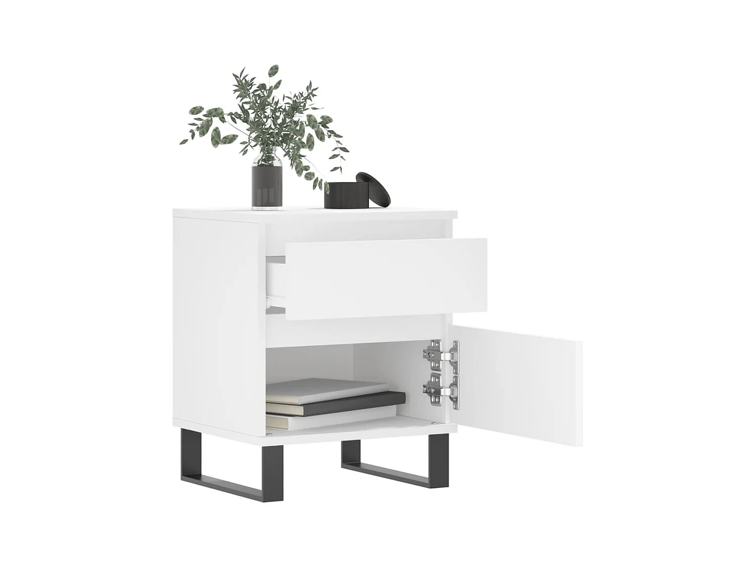 Rinald  Table de chevet Blanc 40x35x50 cm Bois d’ingénierie