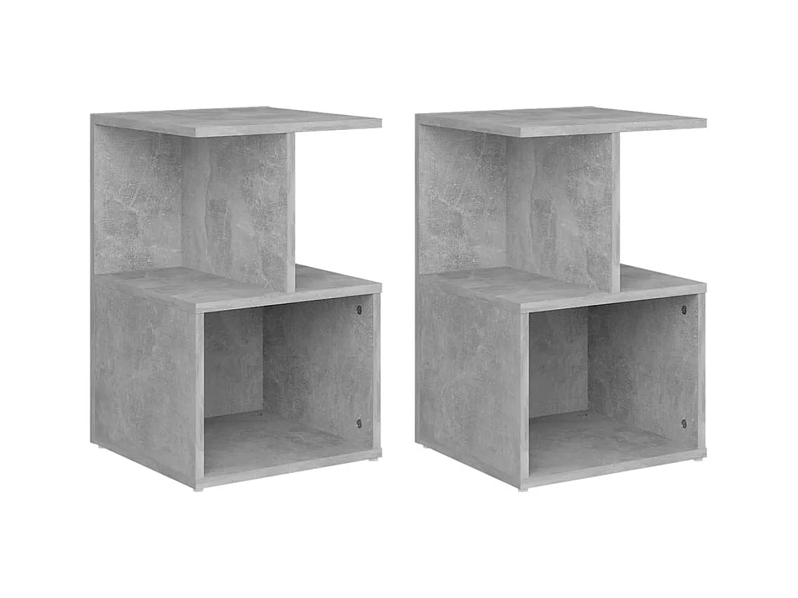Pam  Tables de chevet 2 pcs gris béton 35x35x55 cm bois d'ingénierie