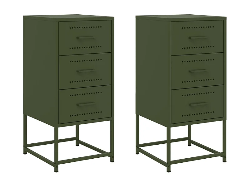 Isle of Hope  Tables de chevet 2 pcs vert olive 36x39x78 cm acier