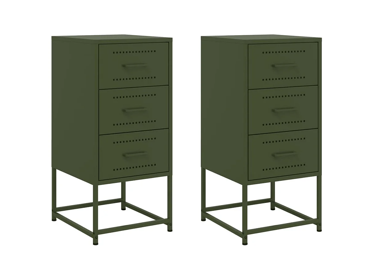 Isle of Hope  Tables de chevet 2 pcs vert olive 36x39x78 cm acier