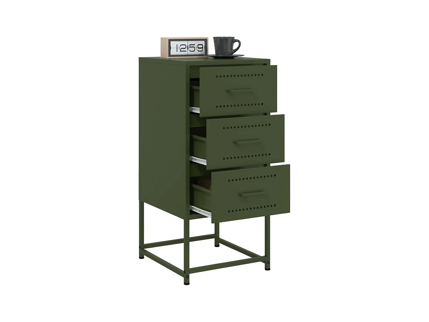 Isle of Hope  Tables de chevet 2 pcs vert olive 36x39x78 cm acier