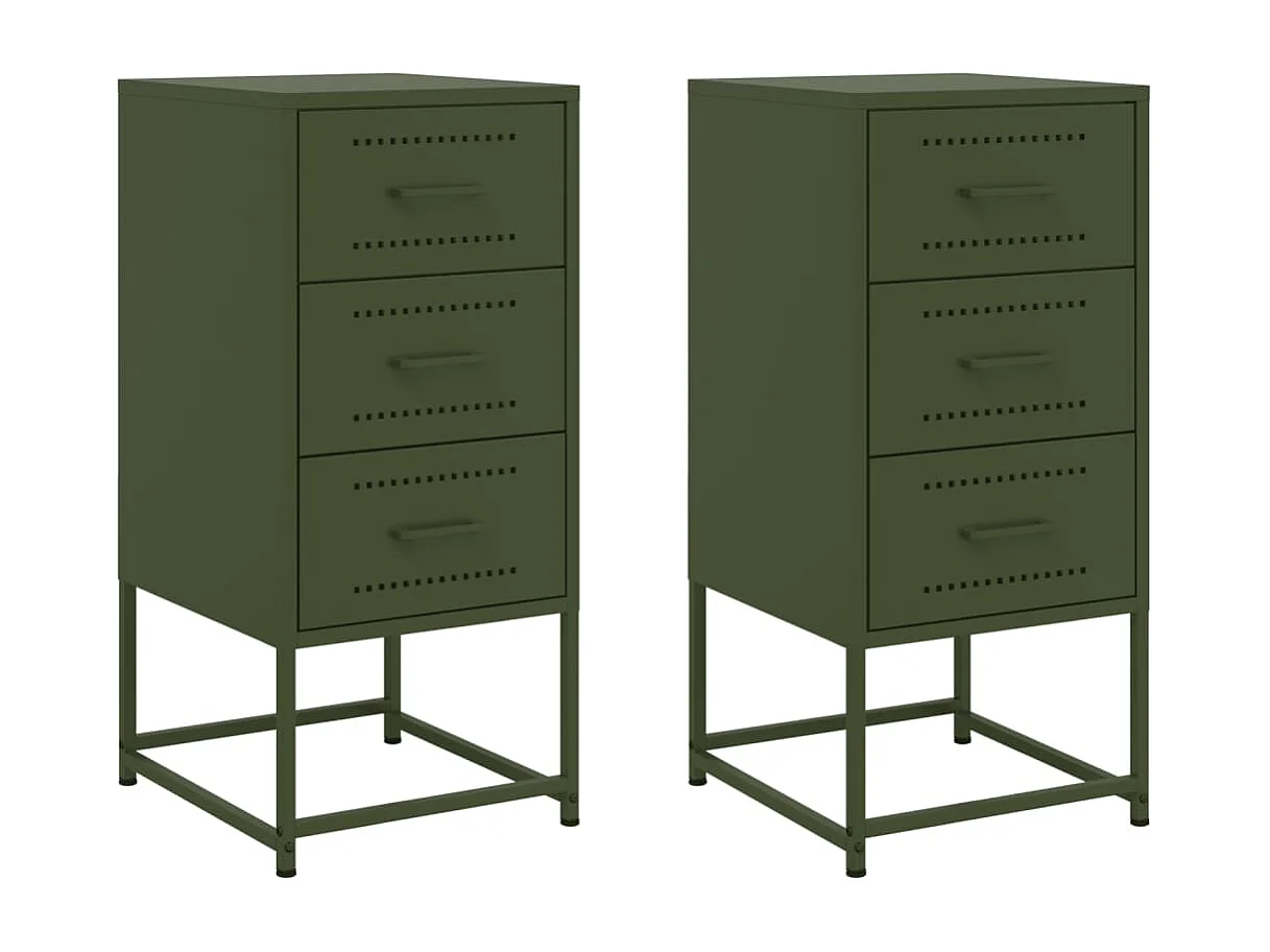 Isle of Hope  Tables de chevet 2 pcs vert olive 36x39x78 cm acier