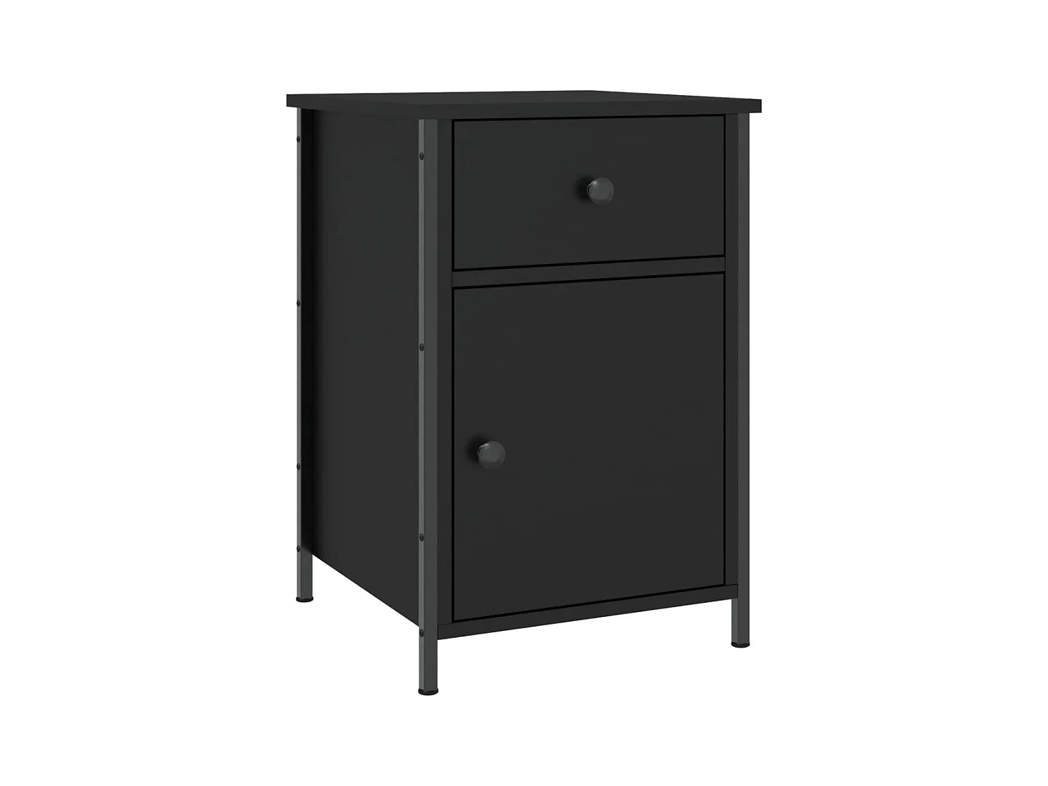 Qardir  Table de chevet noir 40x42x60 cm bois d’ingénierie