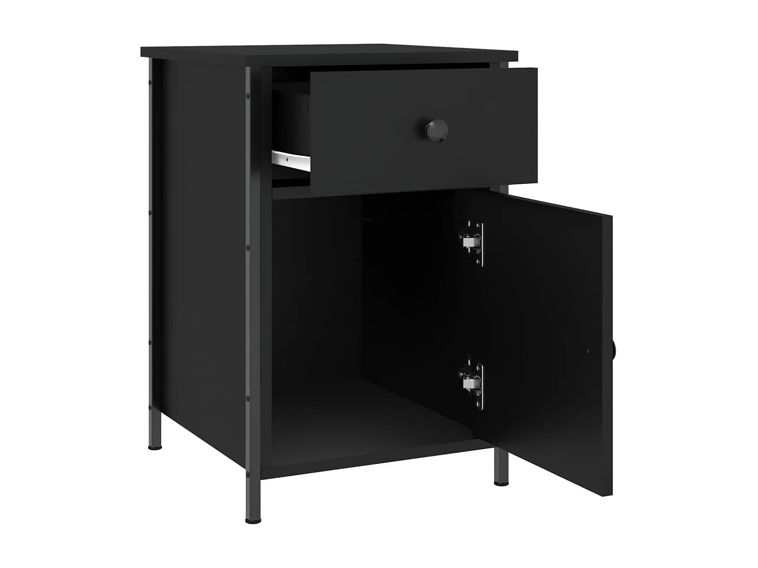 Qardir  Table de chevet noir 40x42x60 cm bois d’ingénierie