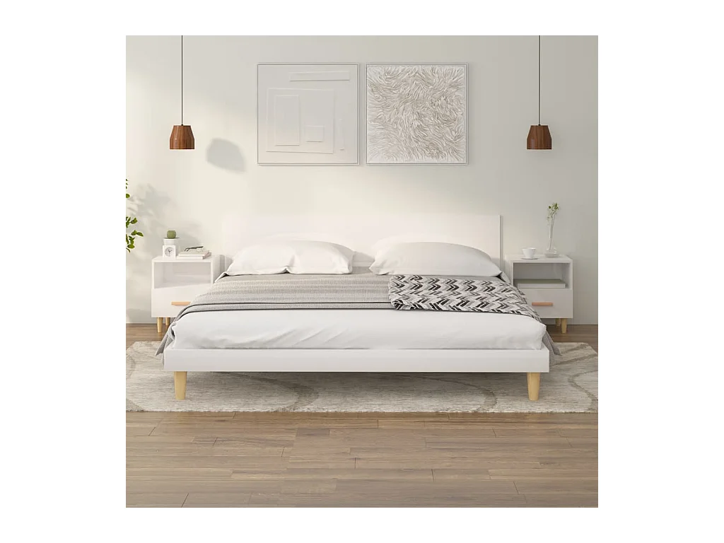 Nieuw-Beijerland  Tables de chevet 2 pcs blanc brillant 40x35x47 cm