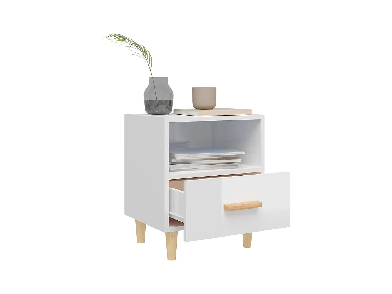 Nieuw-Beijerland  Tables de chevet 2 pcs blanc brillant 40x35x47 cm