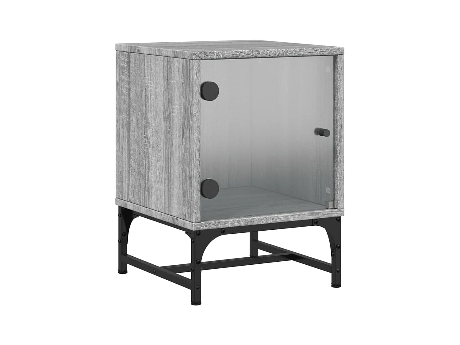 Brussels  Table de chevet avec porte en verre sonoma gris 35x37x50 cm