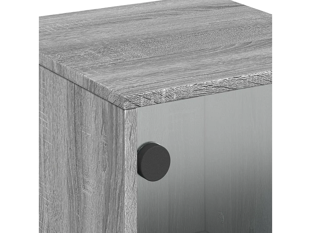 Brussels  Table de chevet avec porte en verre sonoma gris 35x37x50 cm