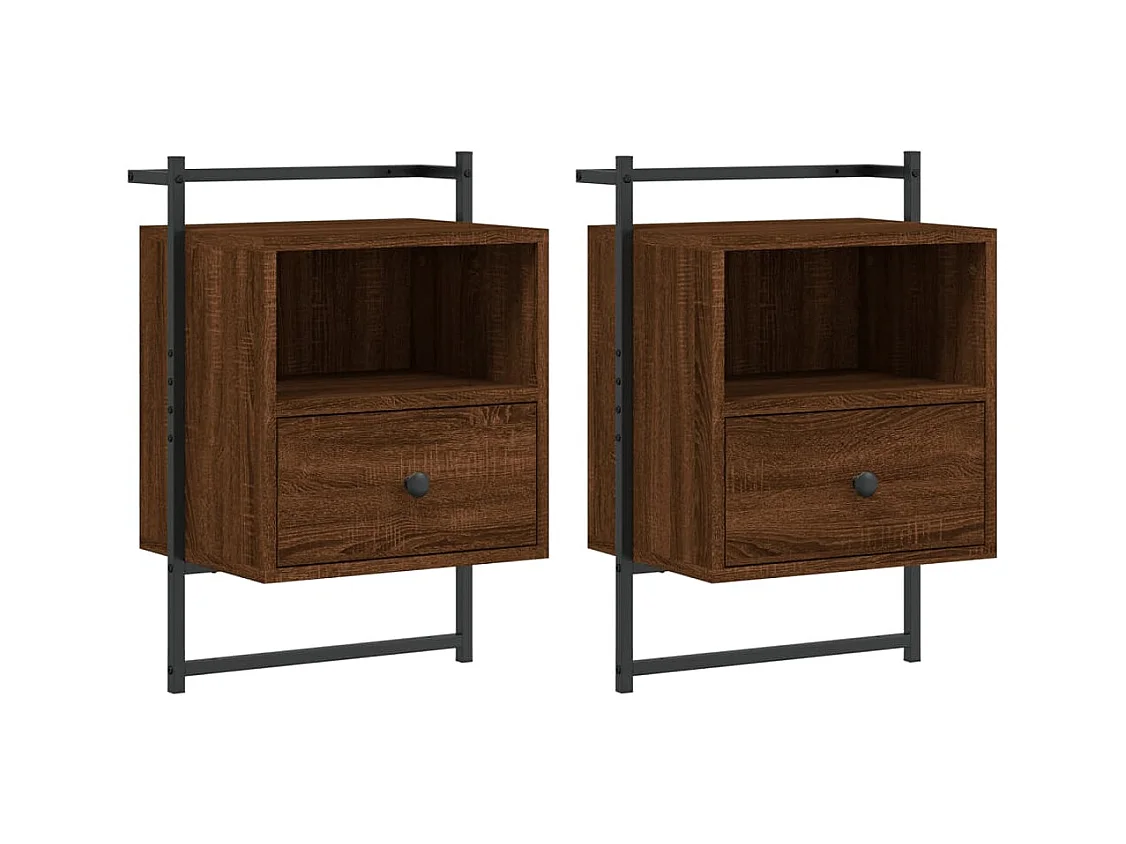 Gina Sofie  Table de chevet murale 2 pcs chêne marron 40x30x61 cm