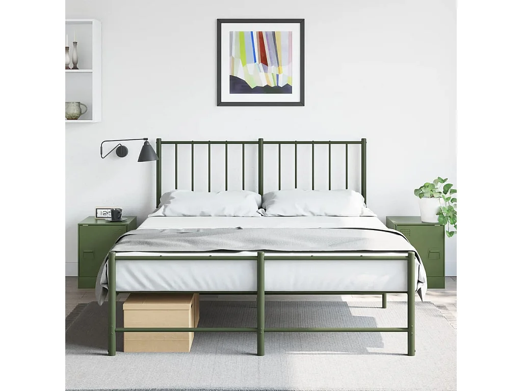 Dewy  Tables de chevet 2 pcs vert olive 34,5x39x44 cm acier