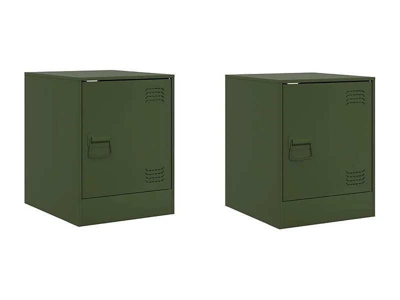 Dewy  Tables de chevet 2 pcs vert olive 34,5x39x44 cm acier