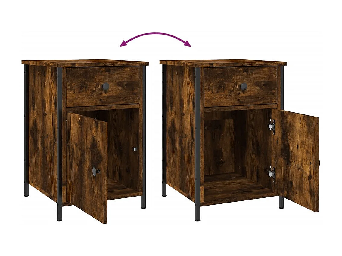 Qardir  Tables de chevet 2 pcs chêne fumé 40x42x60 cm bois d'ingénierie