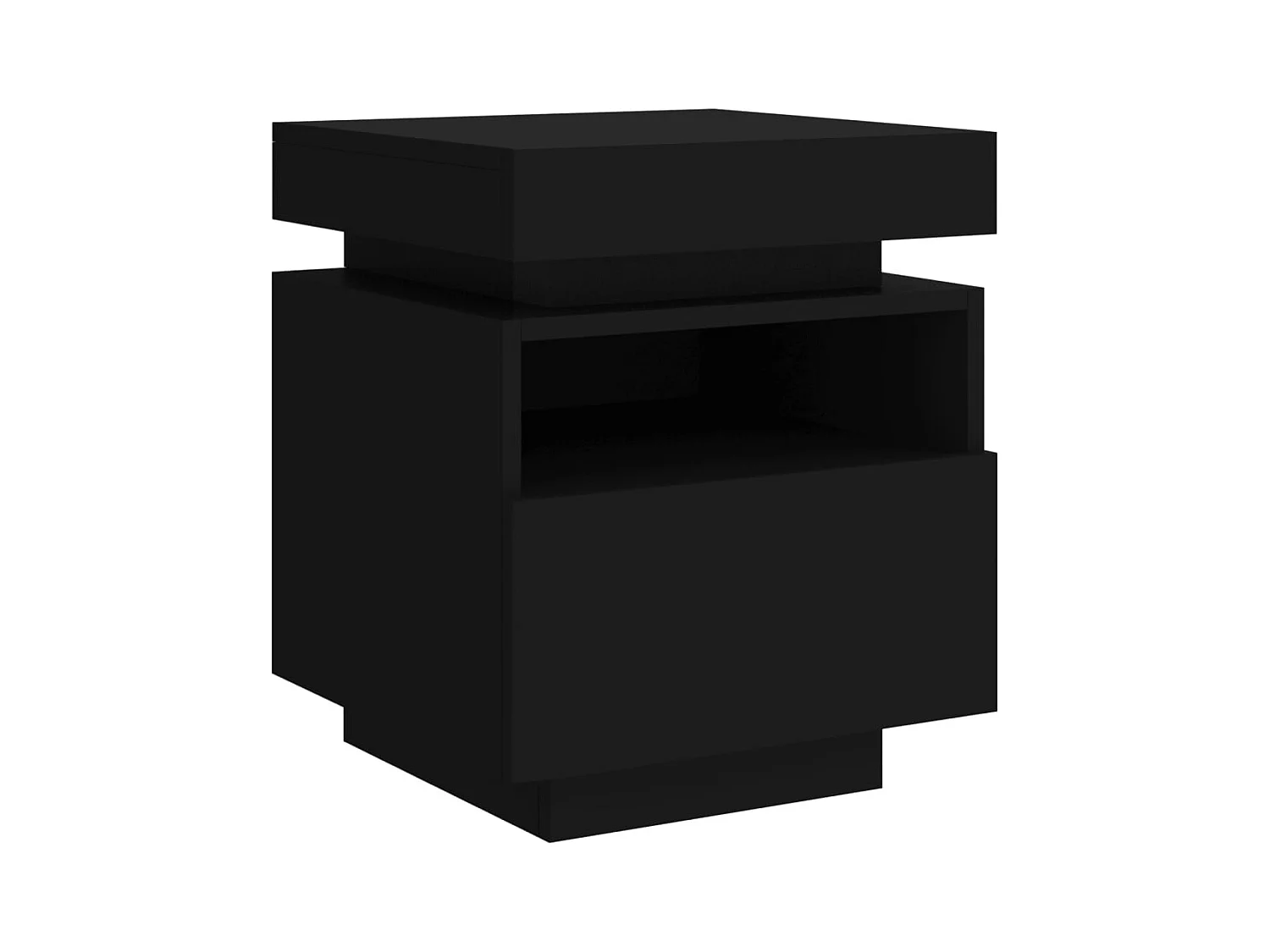 Josane  Armoire de chevet avec lumières LED noir 40x39x48,5 cm