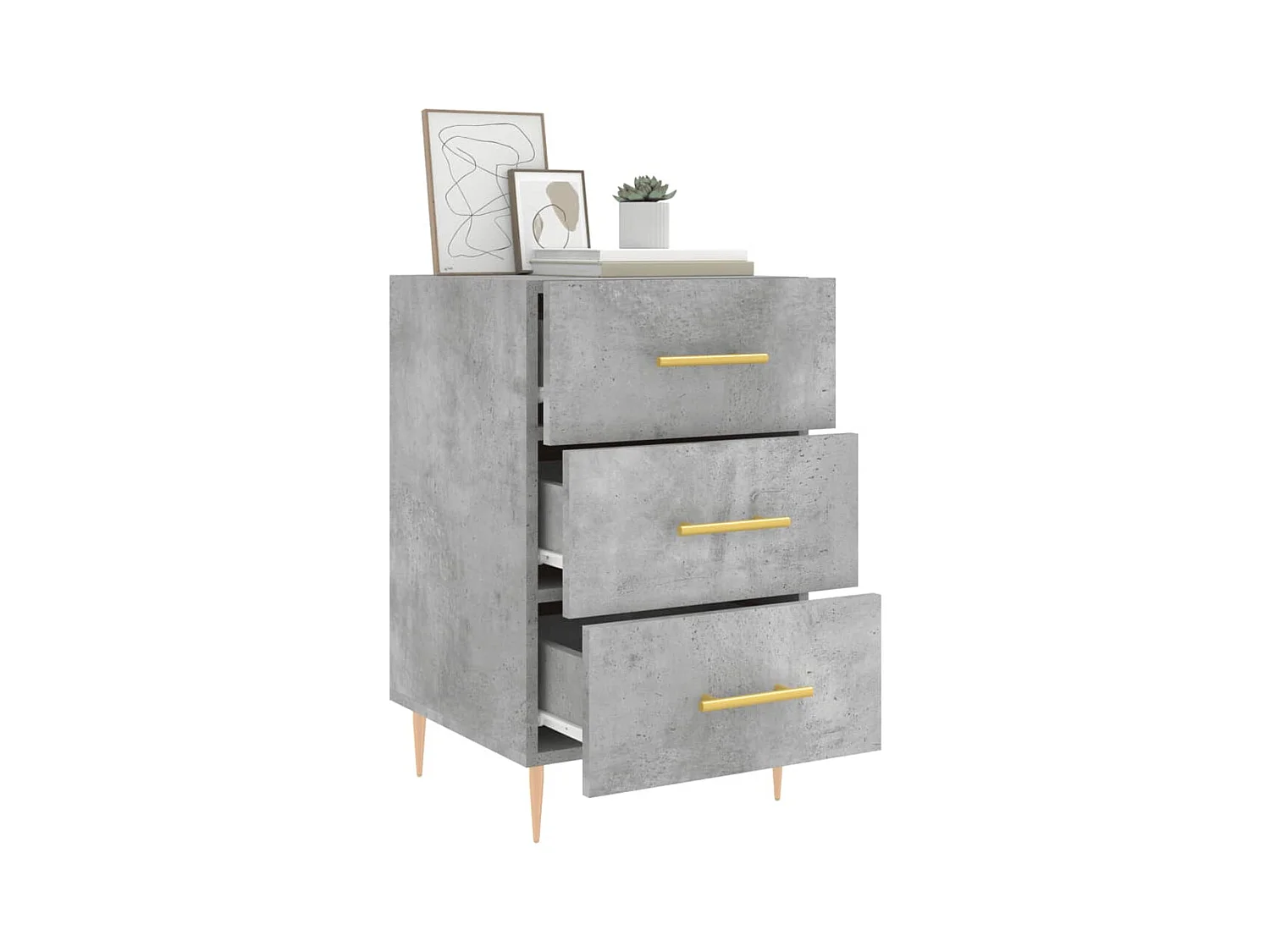 Sophie-Pauline  Table de chevet gris béton 40x40x66 cm bois d'ingénierie