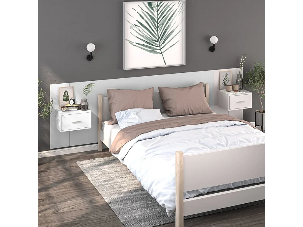 Saffira  Table de chevet murale Blanc