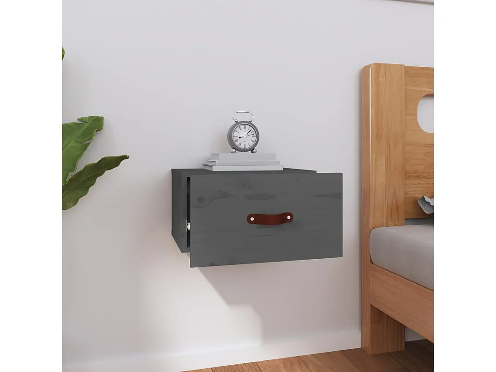 Ahmed  Table de chevet murale Gris 40x29,5x22 cm