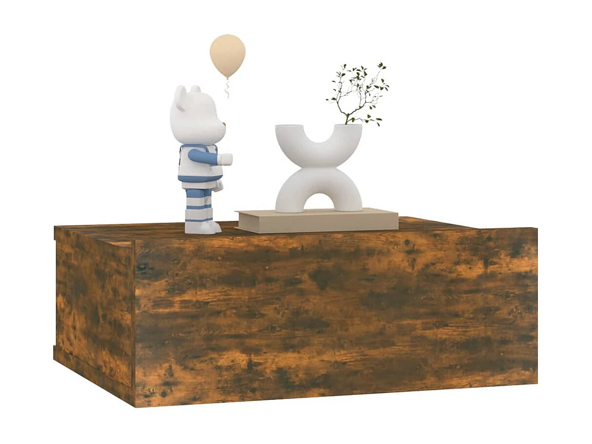 Stanford  Table de chevet flottante Chêne fumé 40x30x15 cm