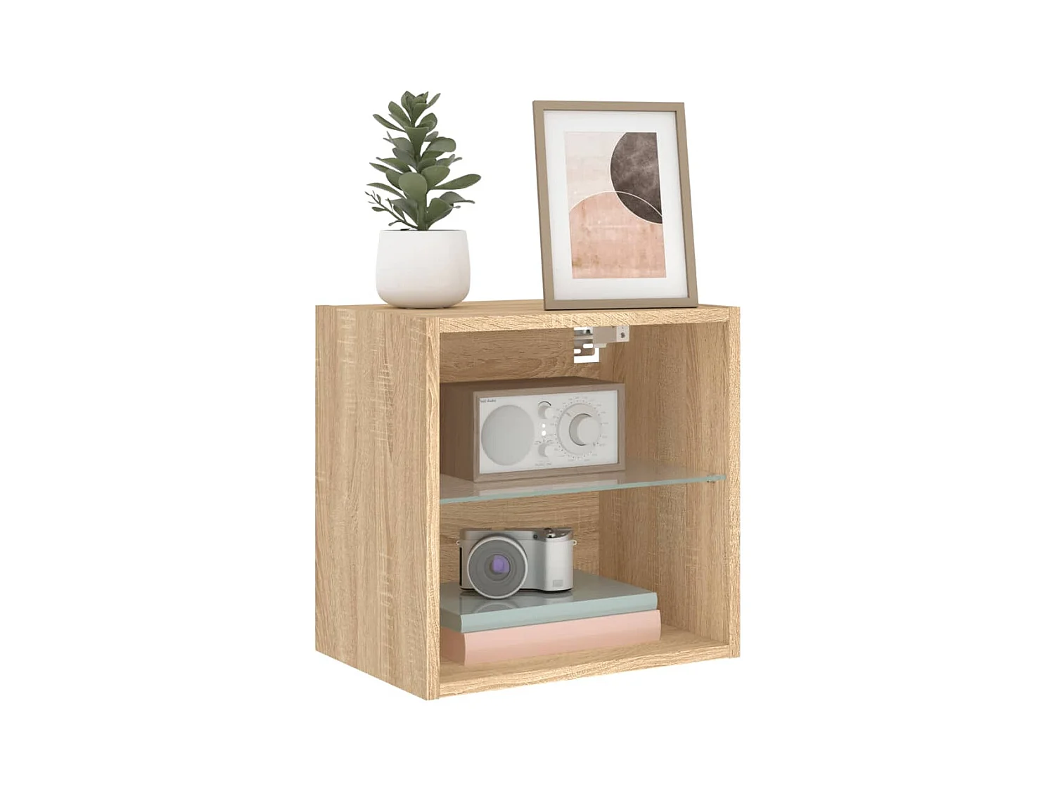 Hans  Tables de chevet murales avec lumières LED 2 pcs chêne sonoma