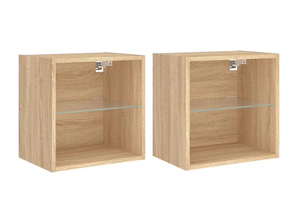 Hans  Wand-Nachttische mit LED-Leuchten 2 Stk. Sonoma-Eiche