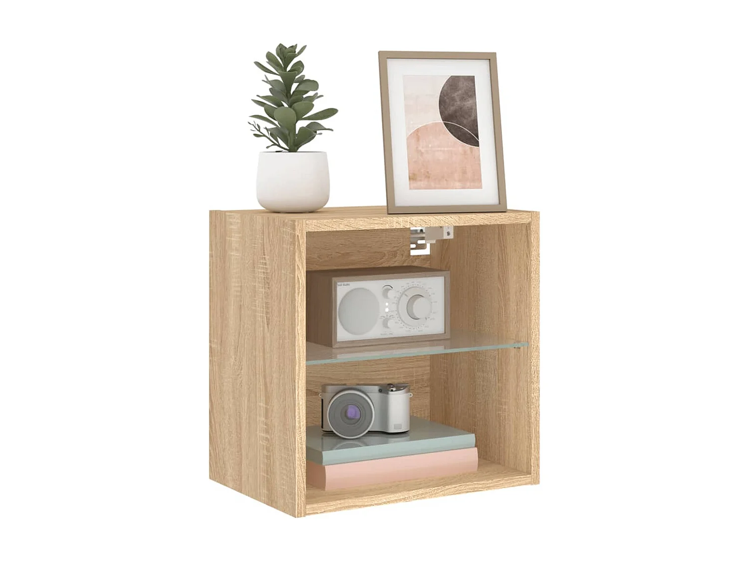 Hans  Wand-Nachttische mit LED-Leuchten 2 Stk. Sonoma-Eiche