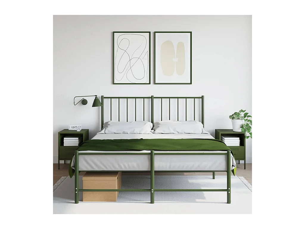 Sundby  Tables de chevet 2 pcs vert olive 36x39x50,5 cm acier