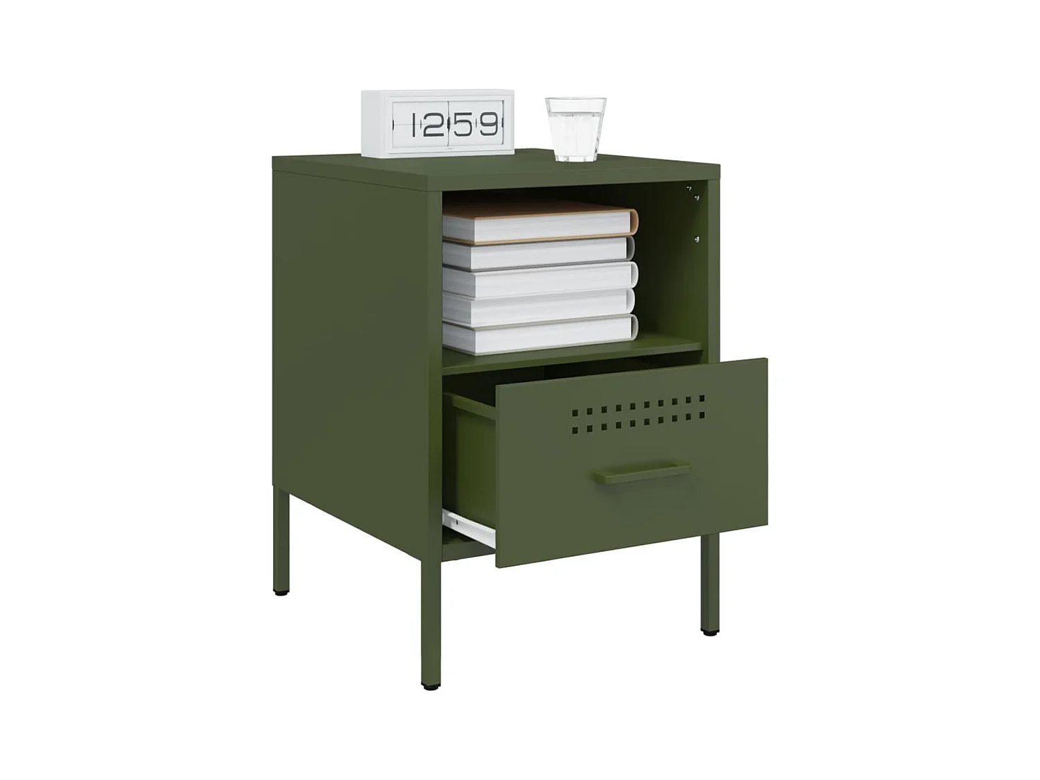 Sundby  Tables de chevet 2 pcs vert olive 36x39x50,5 cm acier