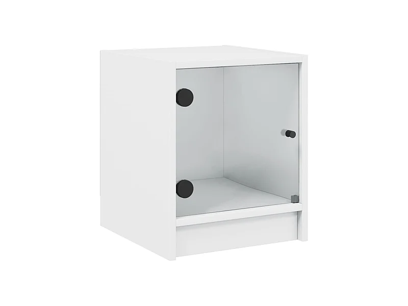 Butte  Table de chevet avec porte en verre blanc 35x37x42 cm