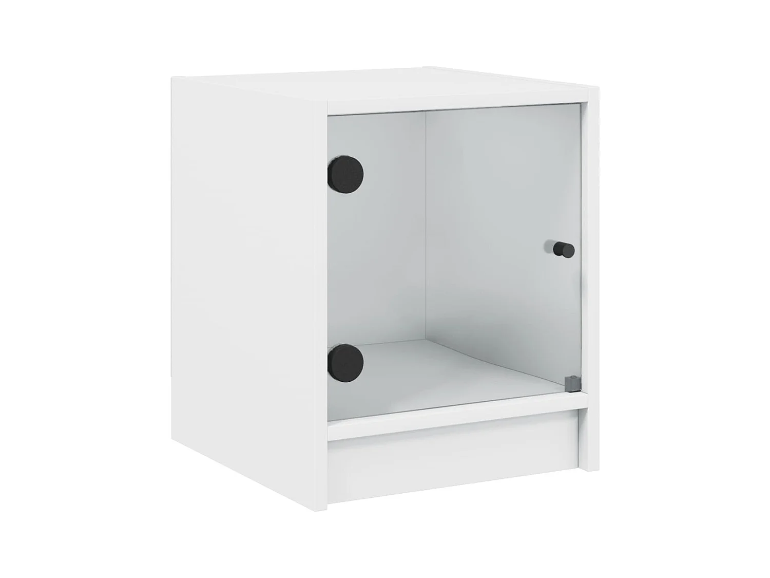 Butte  Table de chevet avec porte en verre blanc 35x37x42 cm