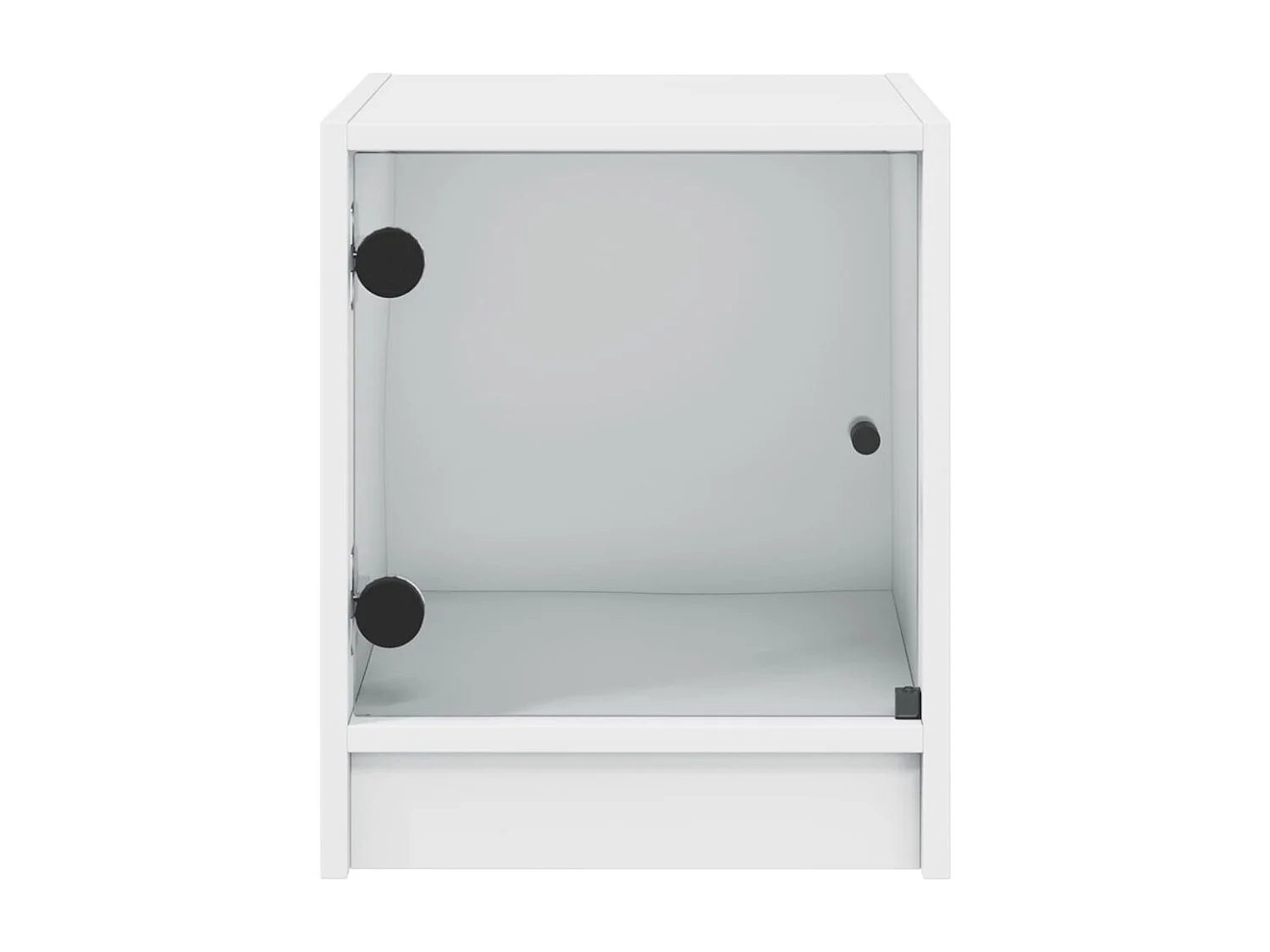 Butte  Table de chevet avec porte en verre blanc 35x37x42 cm