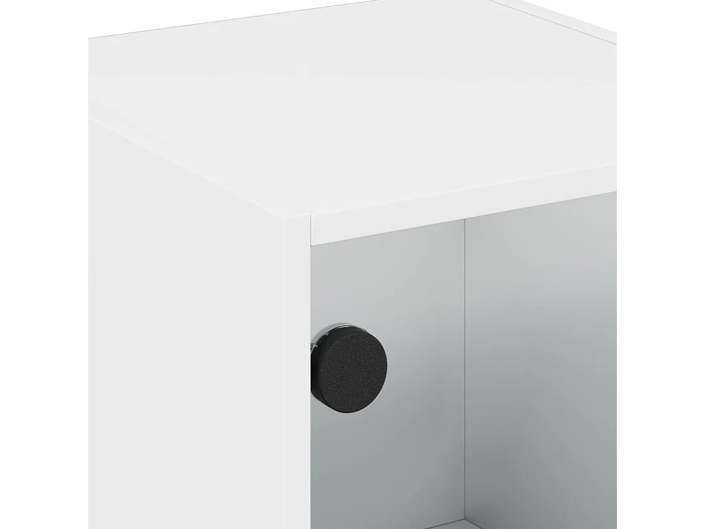 Butte  Table de chevet avec porte en verre blanc 35x37x42 cm