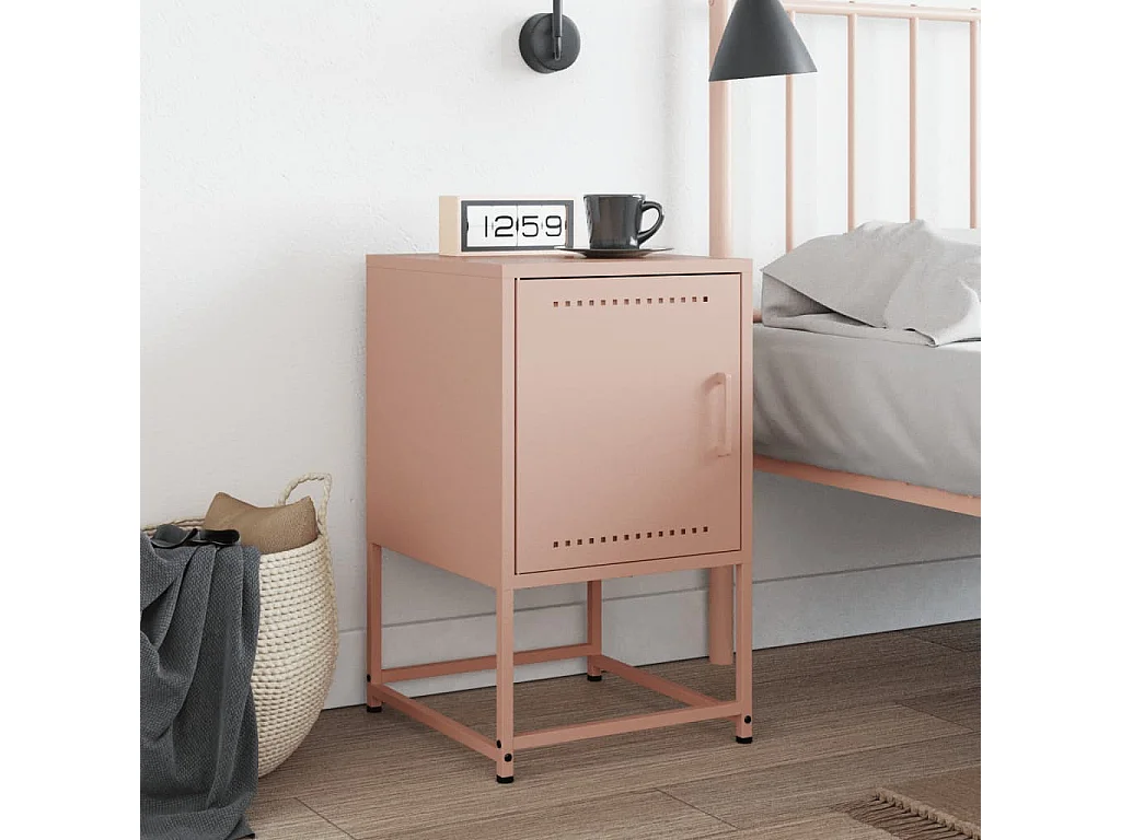 Leandro Maurizio  Table de chevet rose 36x39x60,5 cm acier