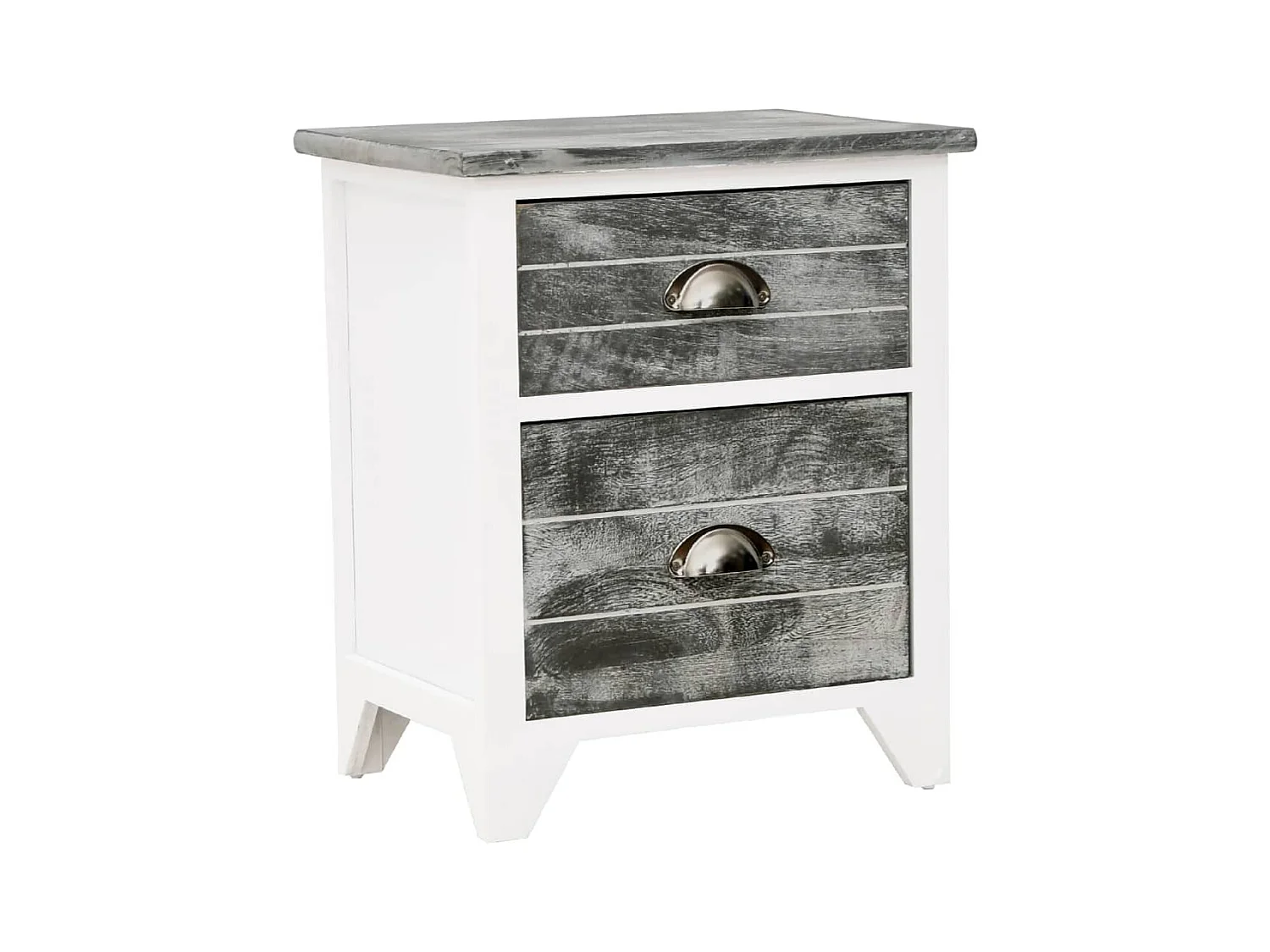 Relor  Table de chevet 2 pcs avec 2 tiroirs Gris et blanc