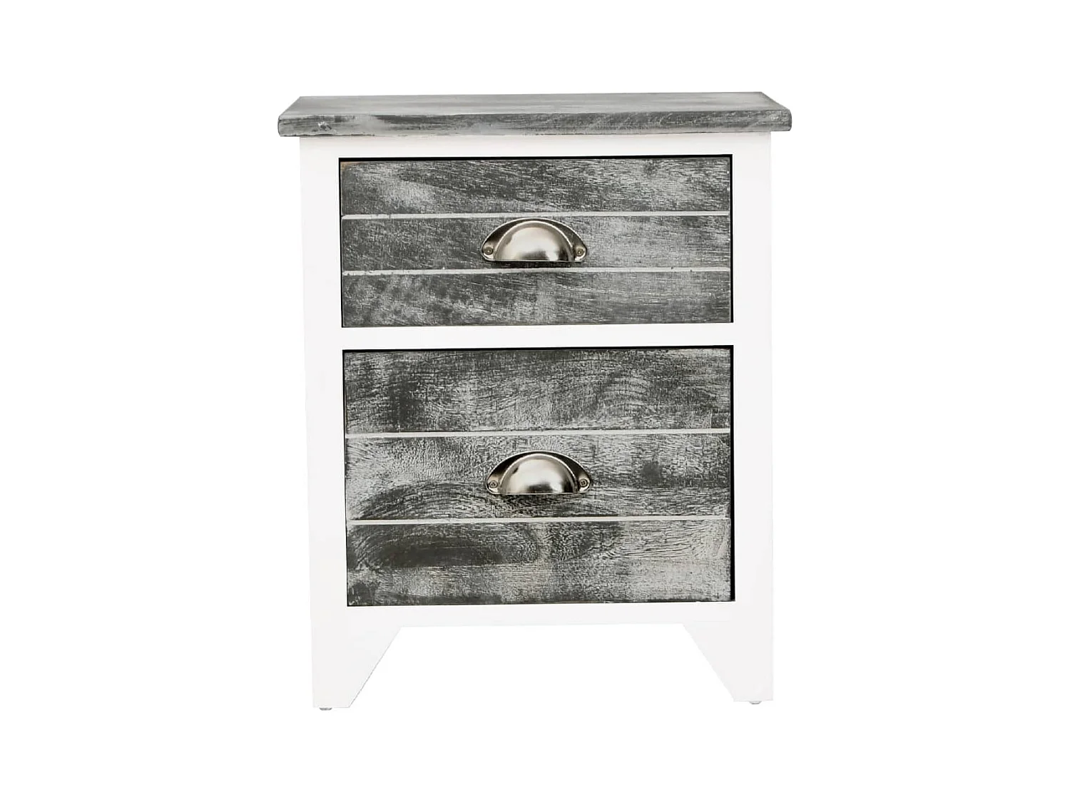 Relor  Table de chevet 2 pcs avec 2 tiroirs Gris et blanc